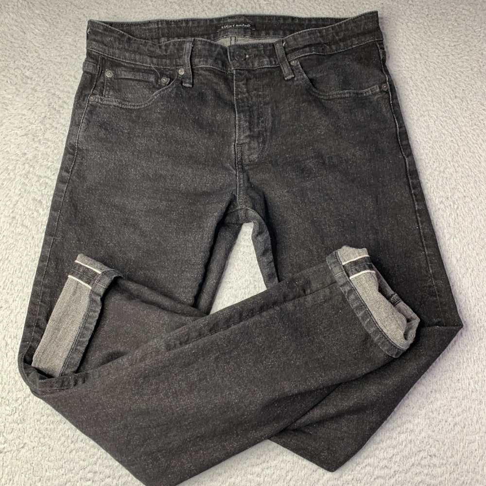 Lucky Brand 110 Slim Jeans Mens 32x32 Selvedge Stretch Denim Magic Black